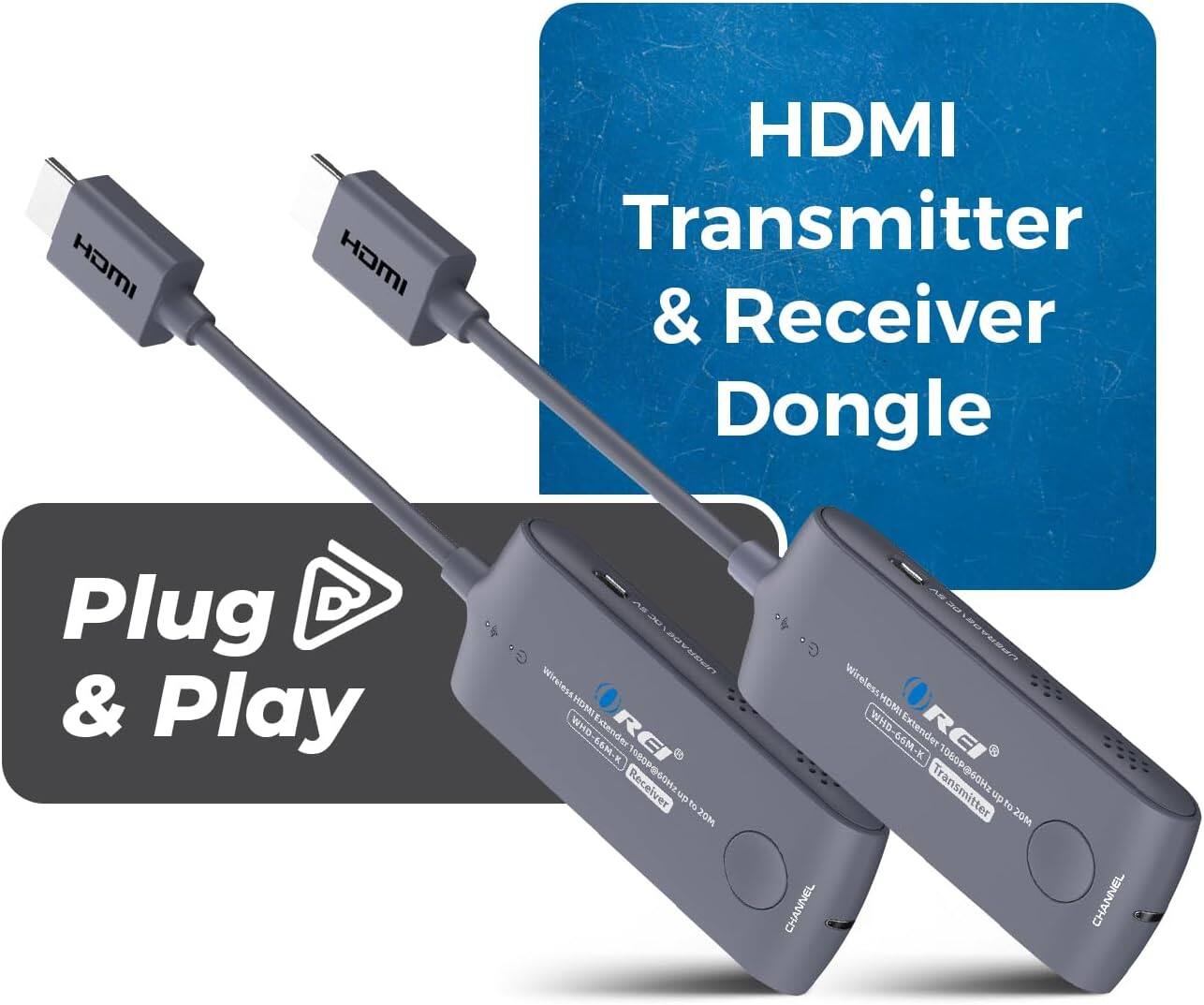 HDMI Transmitter & Receiver Dongle, Plug & Play, Wireless HDMI Extender, 1080p@60Hz upto 20M, 2016, 208 CHANNEL, CHANNEL