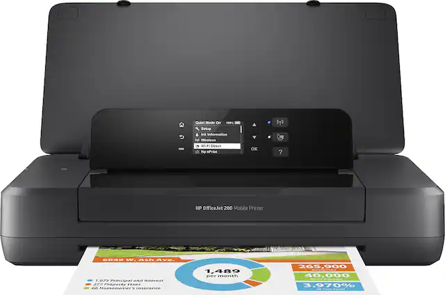 Front. HP - OfficeJet 200 Mobile Inkjet Printer - Black.