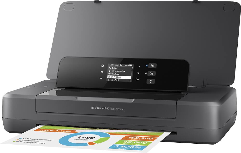 Left. HP - OfficeJet 200 Mobile Inkjet Printer - Black.