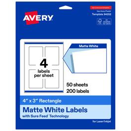 Avery - Avery® Matte Rectangle Labels, 4" x 3", 200 Labels - White