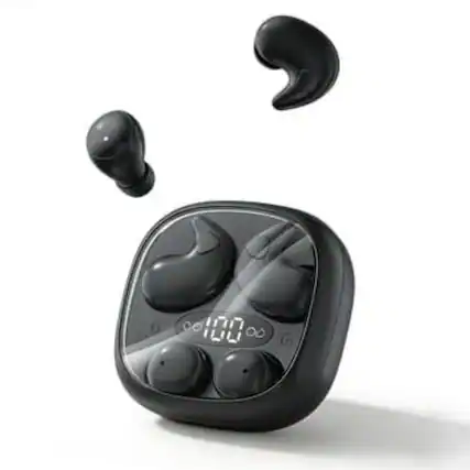 Front. SKRAN - 2 in 1 Sleep Earbuds Bluetooth Headphones - Noise Cancelling,with Charging Case for Sleeping Sports Working - Black.