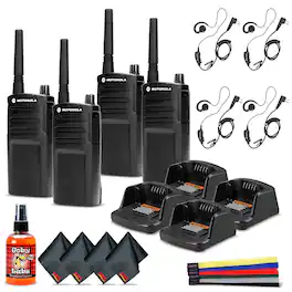 4 x Motorola RMU2040 On-Site 2-Way Radio (RMU2040) - 4 Pack With Mic Ultimate Bundle - Black