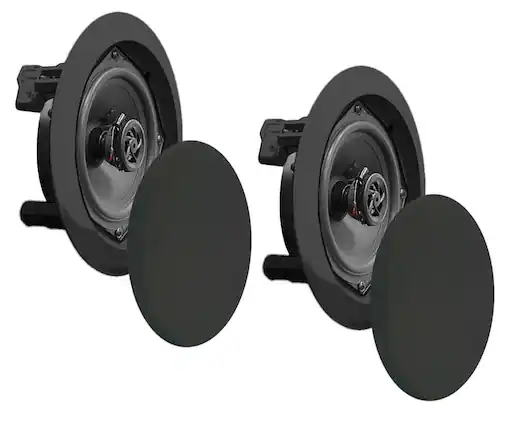 Front. Sterilite - 2) NEW Pyle PDIC81RDBK 250W 8 Inch Flush In-Wall In-Ceiling Black Speakers Pair - Black.