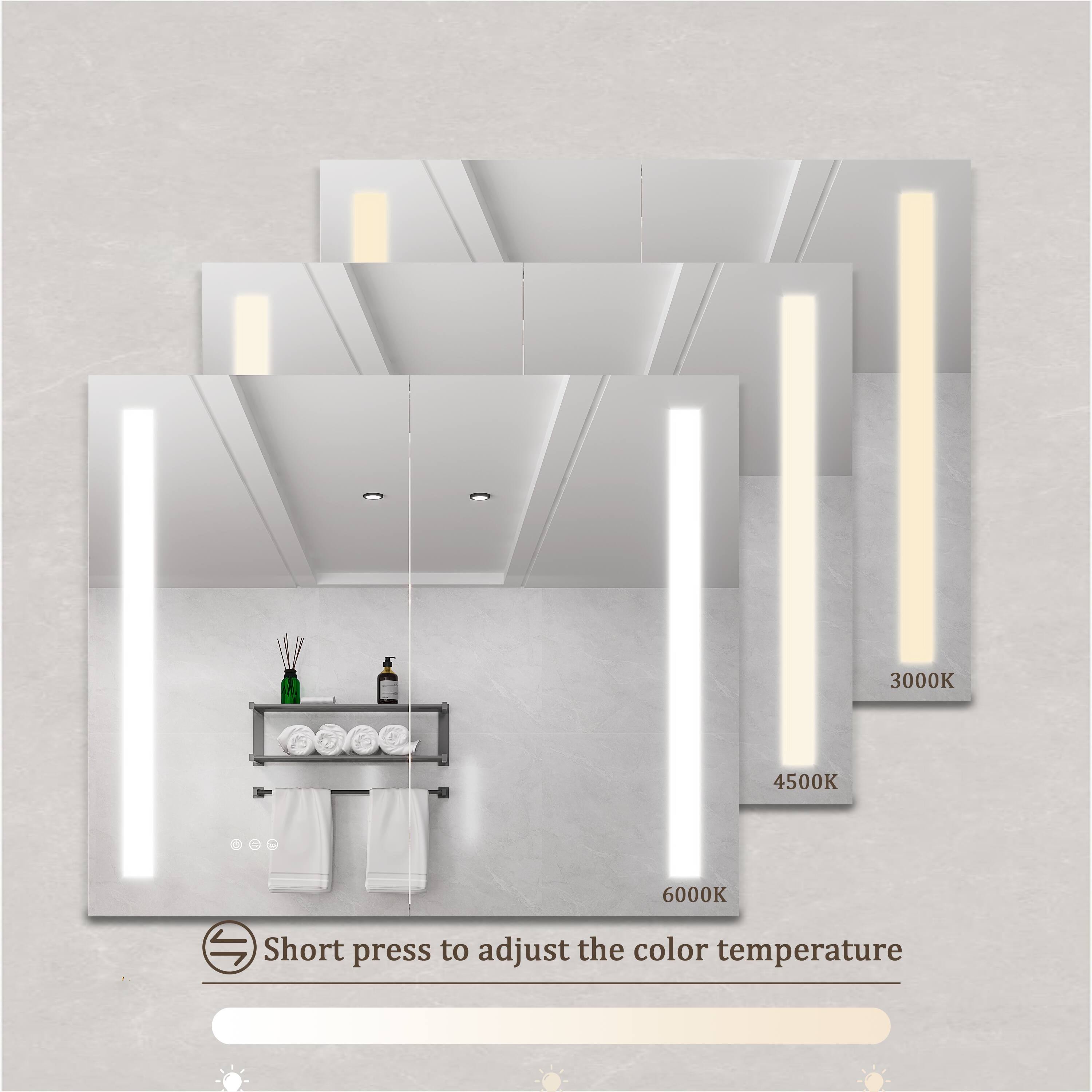 3000K  
4500K  
6000K  

Short press to adjust the color temperature