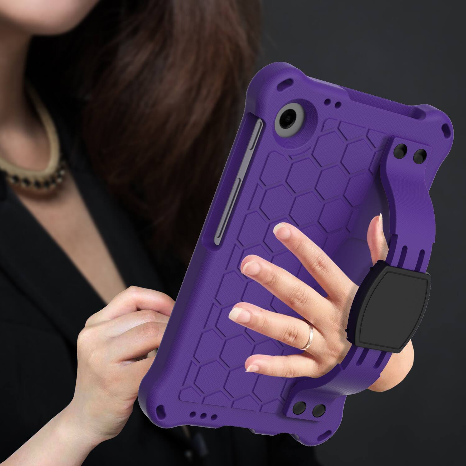 Alt View 3. Dteck - For Samsung Galaxy Tab A11 2025 / A9 2023 Rugged Kid Case Shockproof Safe EVA Hand Grip Cover With Crossbody Strap - Purple.