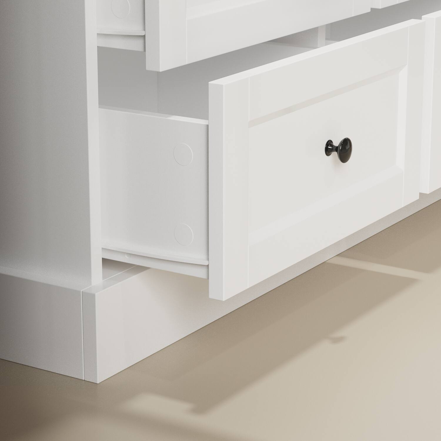 Alt View 8. Famapy - French Style Glass Display Cabinet with Storage Drawers and Anti-Tip Design.