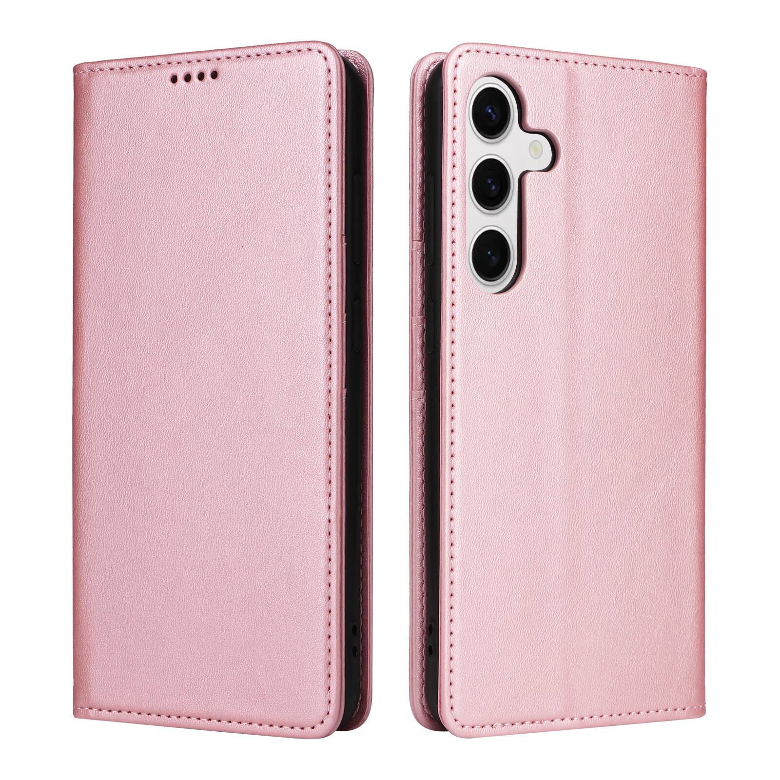 Alt View 2. Dteck - Case for Samsung Galaxy S25+,Wallet Case with Card Holder for Women Men,Shockproof PU Leather Flip Kickstand Cover - Rosegold.