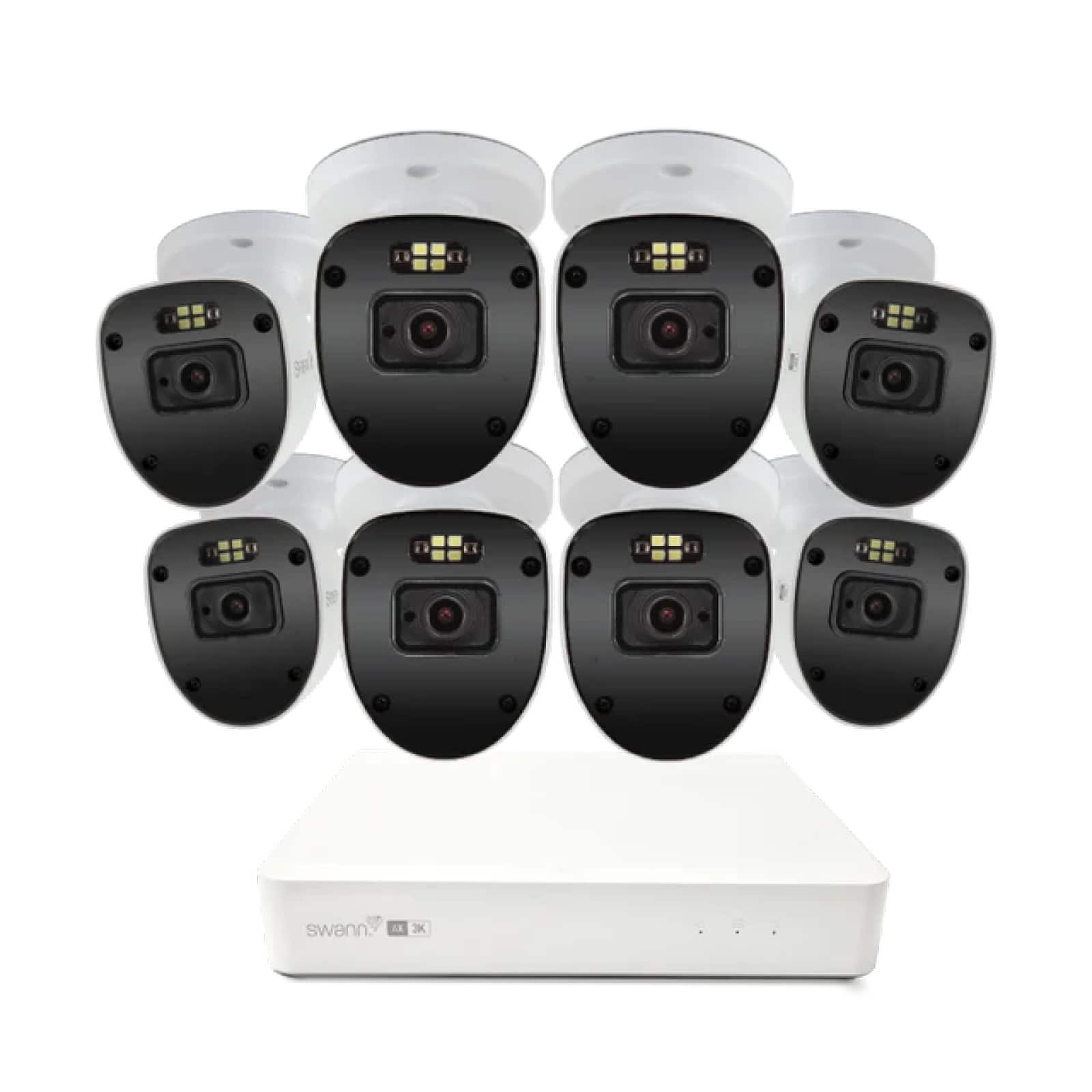 Swann - AdvancedX 5MP Series / 8ch NVR / 1TB / 8x ADVX5MPB 5MP Spotlight Bullet IP Cameras - White