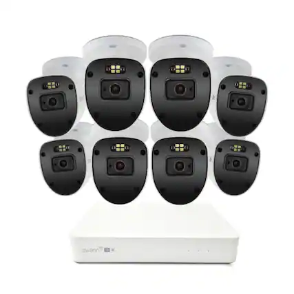 Front. Swann - AdvancedX 5MP Series / 8ch White NVR / 1TB / 8x ADVX5MPB 5MP Spotlight Bullet IP Cameras - White.