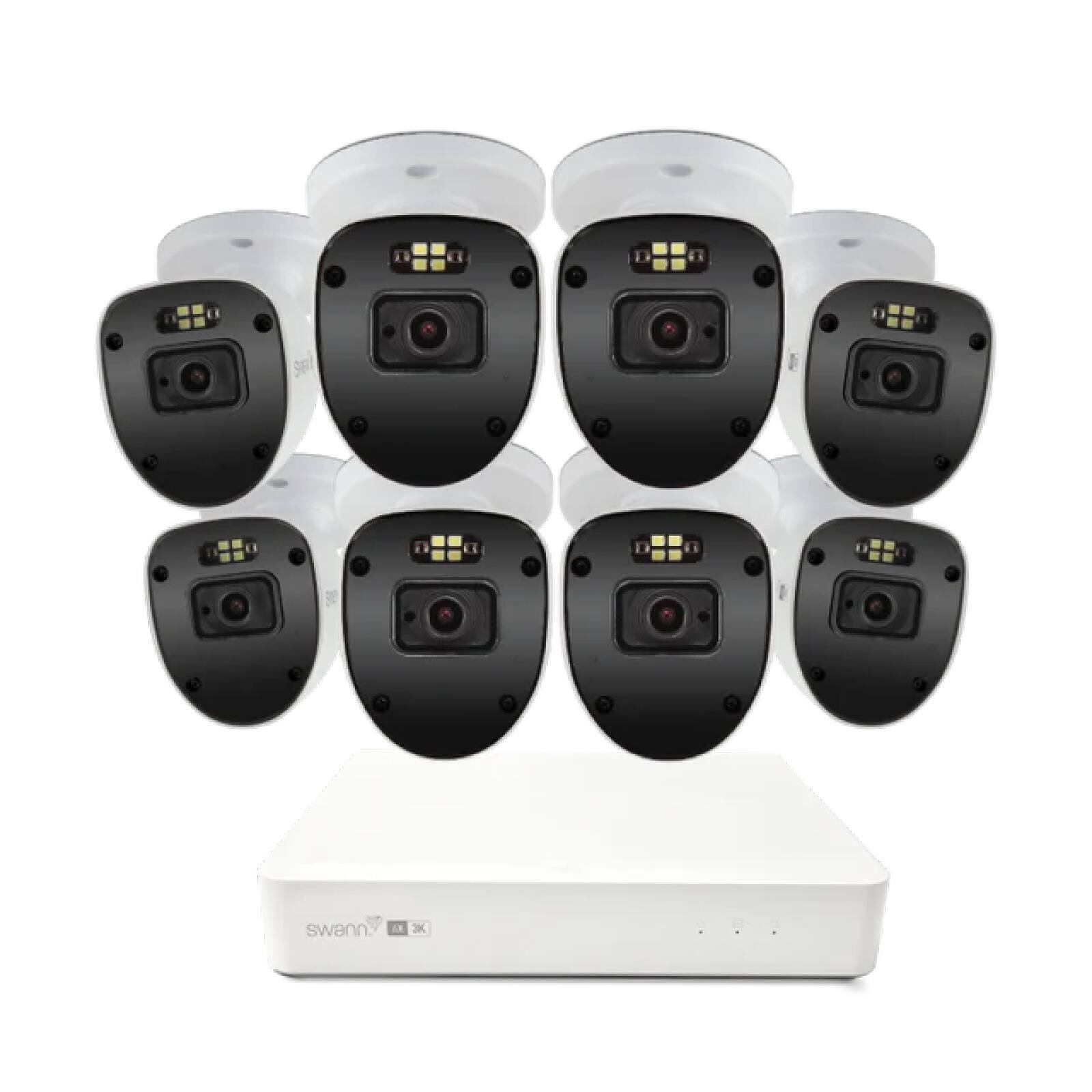 Front. Swann - AdvancedX 5MP Series / 8ch White NVR / 1TB / 8x ADVX5MPB 5MP Spotlight Bullet IP Cameras - White.