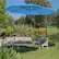 Alt View 3. Costway - 10FT Cantilever Solar Powered 32LED Lighted Patio Offset Umbrella Outdoor - Turquoise.