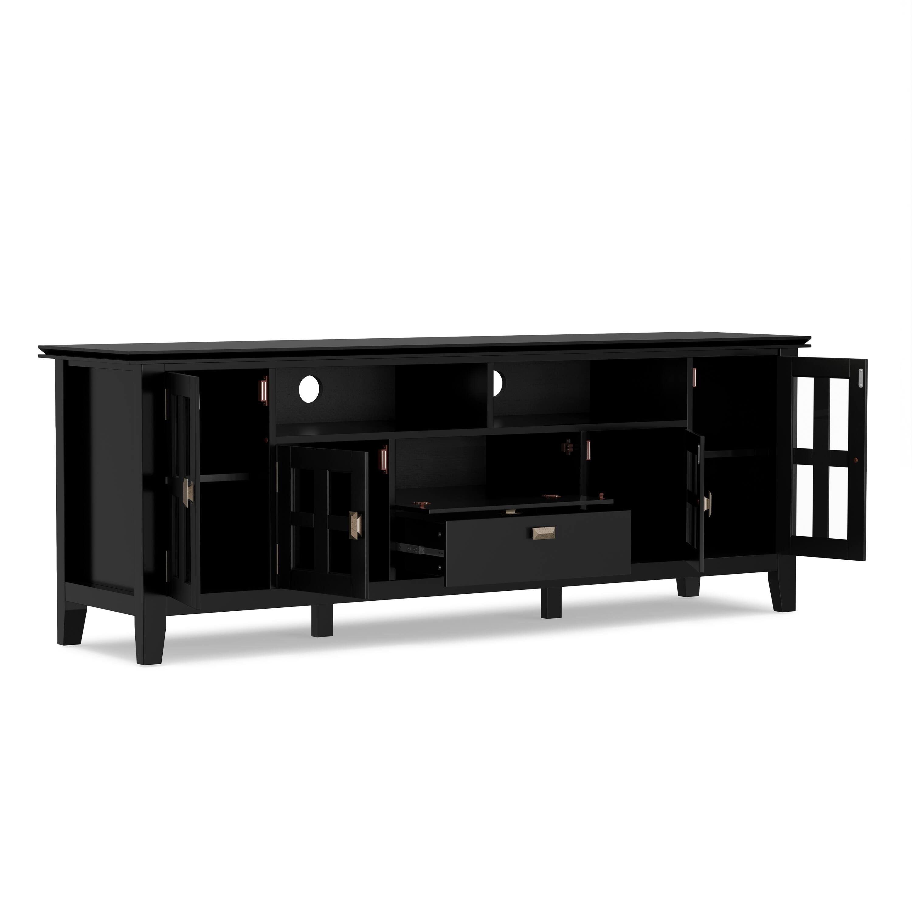 Alt View 4. Simpli Home - Artisan SOLID WOOD 72 inch TV Media Stand in Black For TVs up to 80 inches - Black.