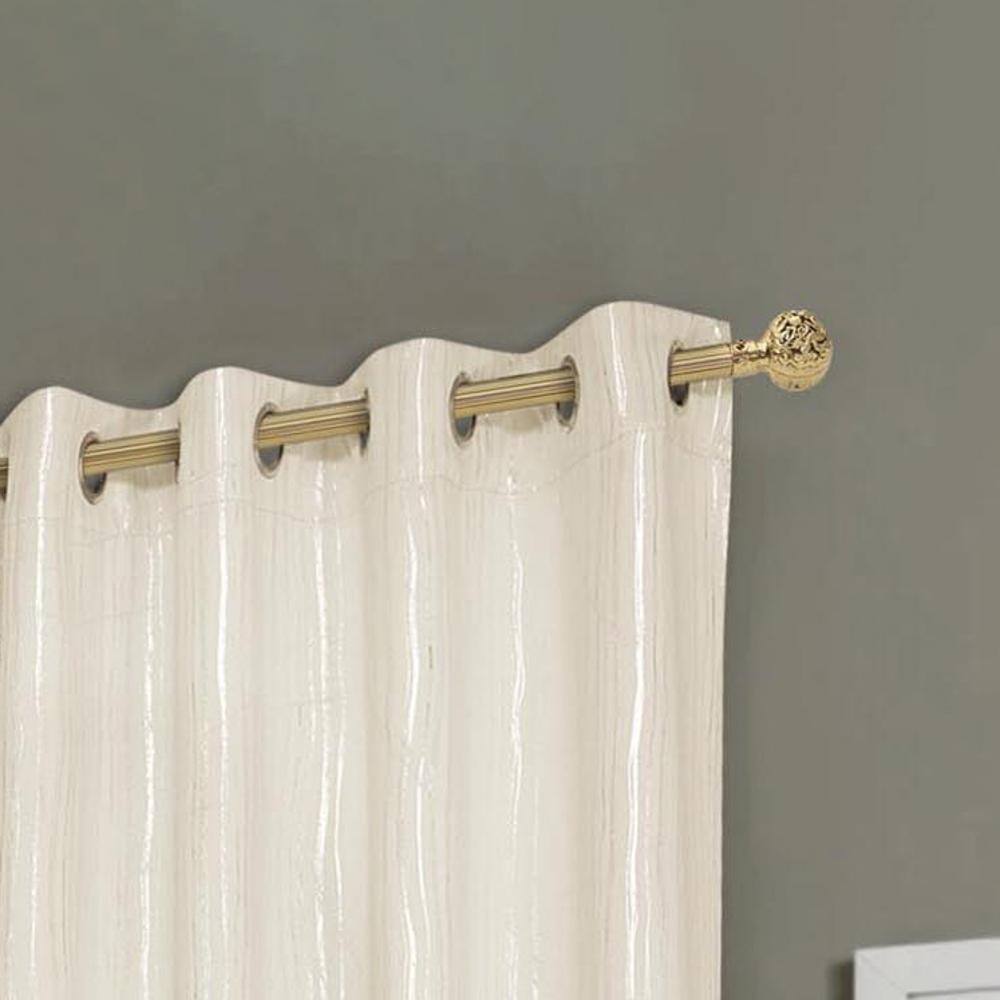 Left. RT Designers Collection - Elegant Beige Iceland Metallic Grommet Blackout Curtain 54" x 84" - RT Designers Collection - Beige.