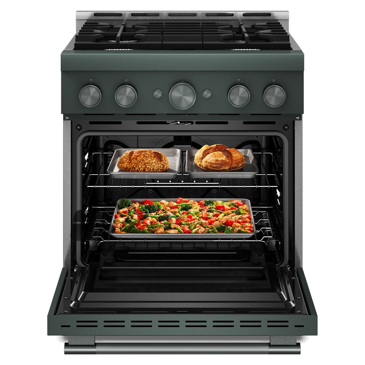 Angle. KitchenAid - 4.1 Cu. Ft. Slide-In Commercial Gas True Convection Range with Self-Cleaning and No Preheat Air Fry Mode - Juniper.