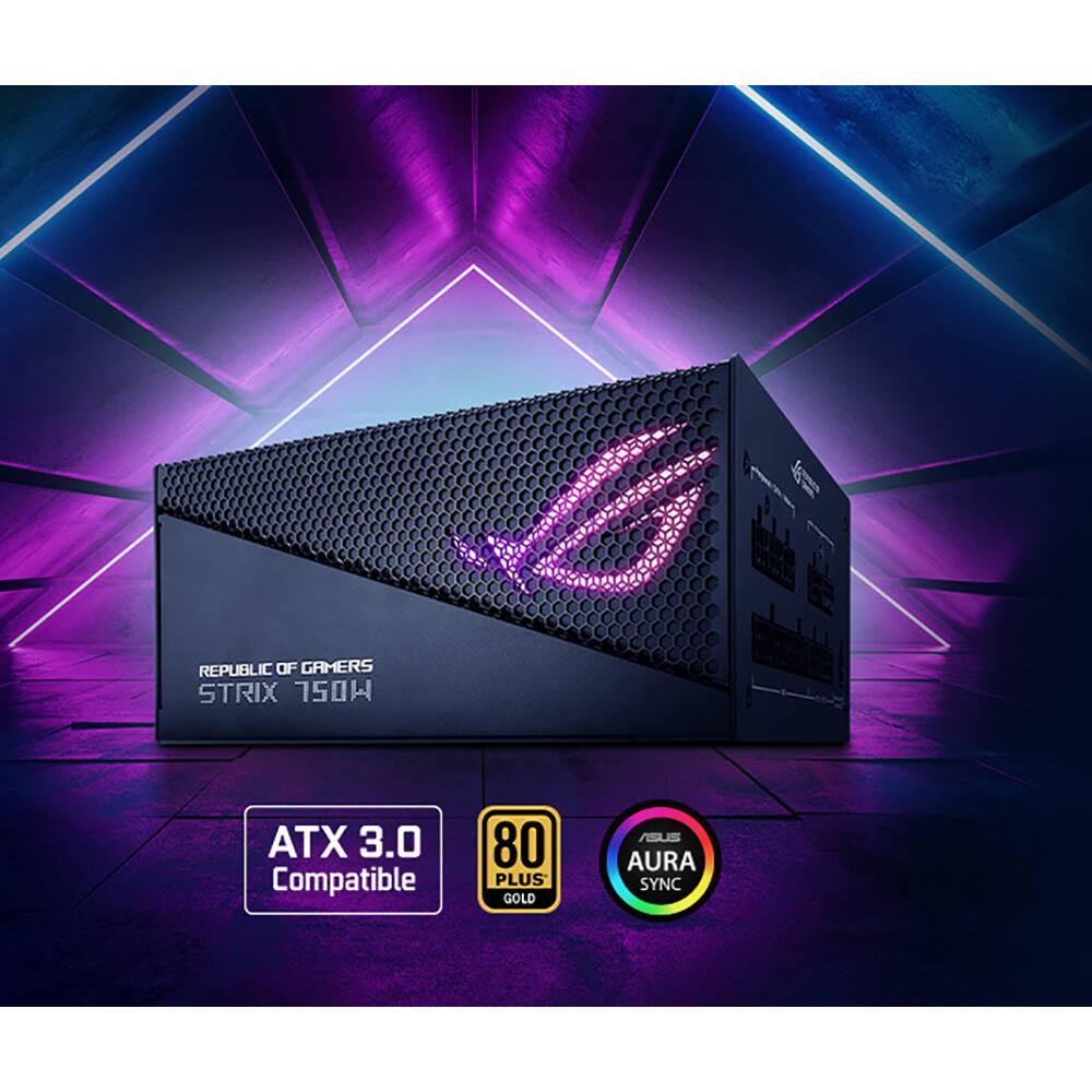 REPUBLIC OF GAMERS STRIX 750W  
ATX 3.0 Compatible  
80 PLUS GOLD  
ASUS AURA SYNC