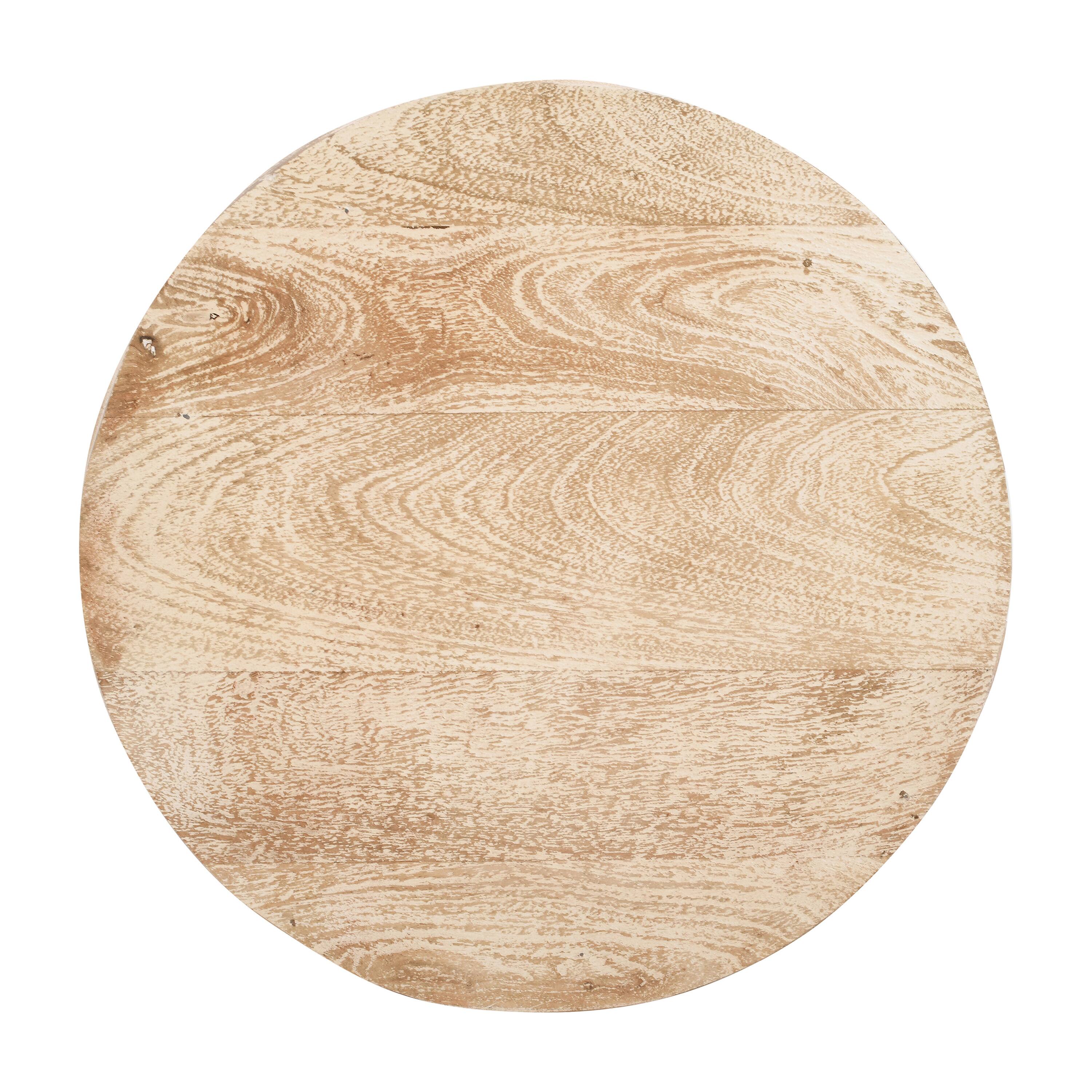 Alt View 3. Manhattan Lane - 20 Inch Side End Table, Round Drum Shape with 3D Textured Design - White.