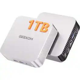Geekom - A7 2026 Mini PC, AMD Ryzen 5 7535HS, 16GB DDR5 & 1TB 2280 NVMe Gen4*4 SSD(Expandable), Windows 11 Pro Pre-installed - Silver+Black
