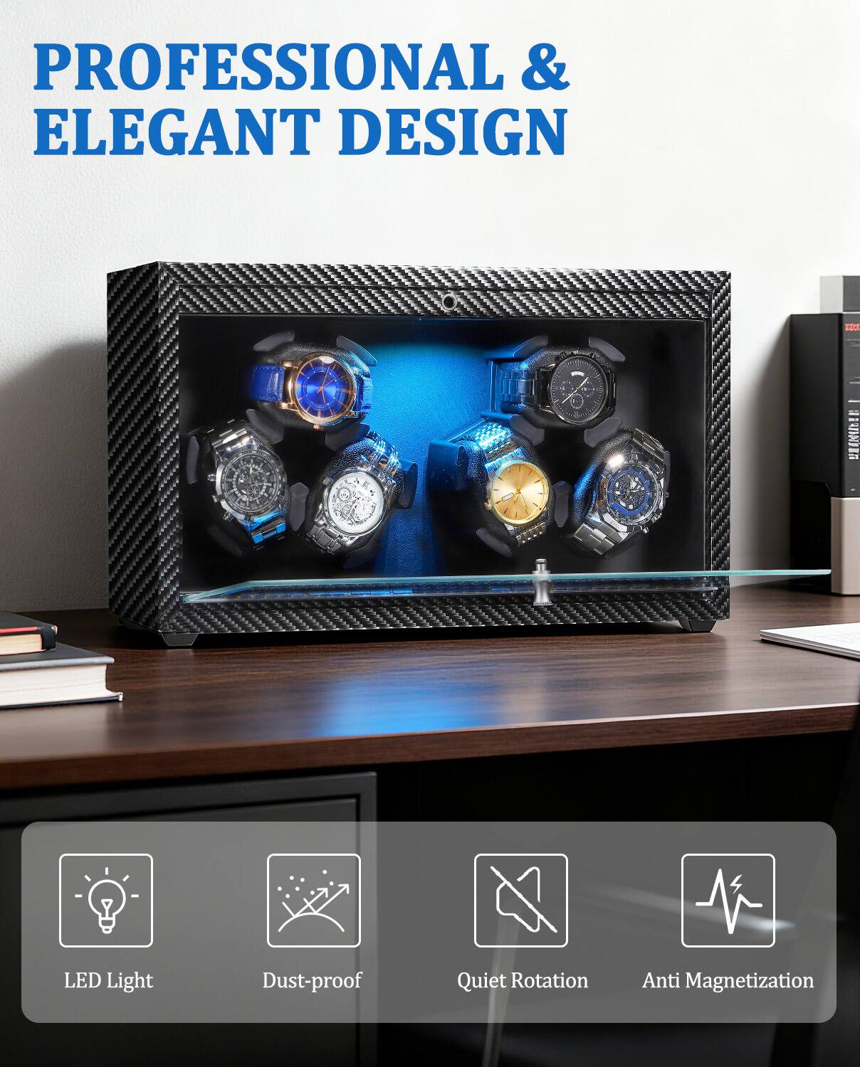 PROFESSIONAL & ELEGANT DESIGN

- LED Light
- Dust-proof
- Quiet Rotation
- Anti Magnetization