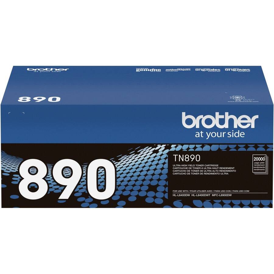 brother at your side  
genuine authentiques originales originais  
890 890  
brother at your side TN890 20000 page yield ULTRA HIGH YIELD TONER CARTRIDGE rendement TONER A rendimiento CARTUCHO DE TONER DE ULTRA ALTO RENDIMIENTO CARTUCHO DE TONER DE RENDIMENTO ULTRA FOR USE WITH POUR UTILISER AVEC EC/PARA USO CON PARA USO COM HL-L6400DW HL-L6400DWT MFC-L6900DW