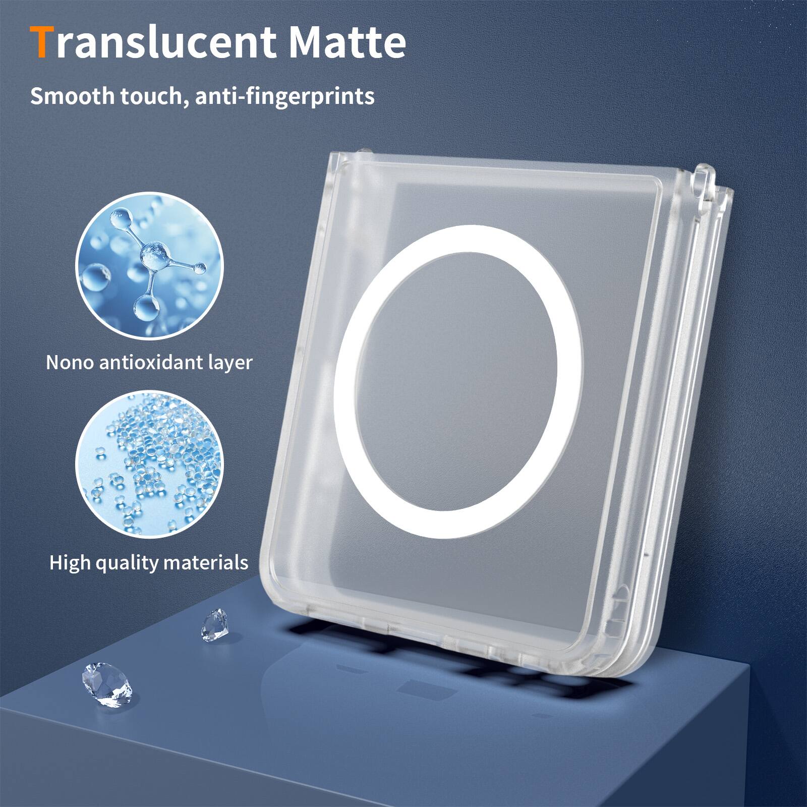 Translucent Matte  
Smooth touch, anti-fingerprints  
Nano antioxidant layer  
High quality materials