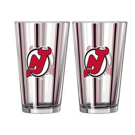 Logo Brands - New Jersey Devils Two-Piece 16oz. Striped Pint Glass Set - Multicolor