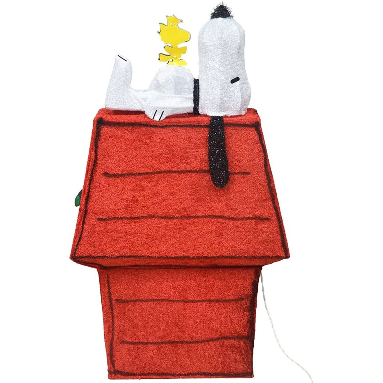 Alt View 4. ProductWorks - ProductWorks Peanuts 32" Snoopy & Woodstock Doghouse Prelit Christmas Yard - Multicolored.