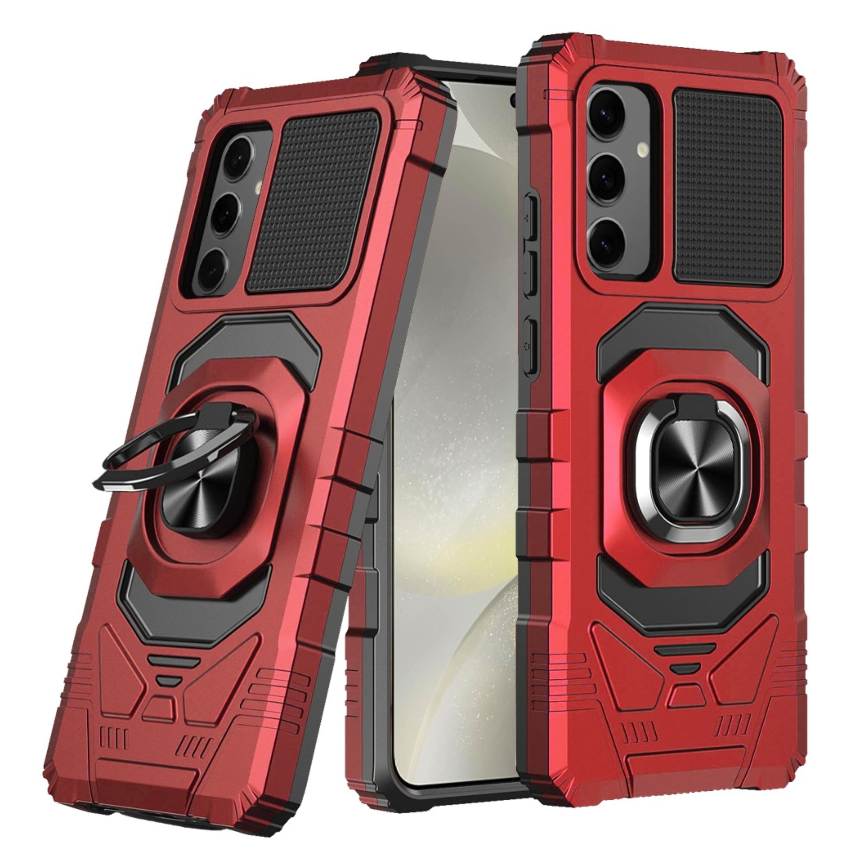 Kitcheniva - Shockproof Dual Layer Magnetic Ring Stand Phone Case With Tempered Glass For Samsung S25/S24 - Red price history on PriceWatchPro