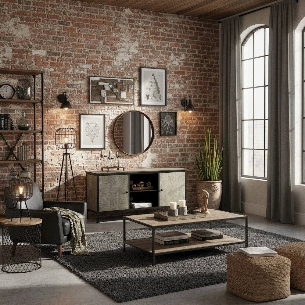 Alt View 2. Starlight Canyon Home - Gray Industrial TV Stand – 60 Inch Wide Entertainment Center For Living Room - Black.