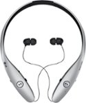 Front. LG - Refurbished TONE INFINIM Wireless In-Ear Behind-the-Neck Headphones - Silver.