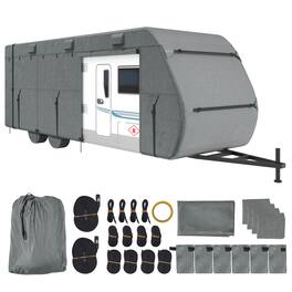 VEVOR - Travel Trailer Cover, 28-31 ft RV Cover, Top 300D Oxford Fabric Camper Cover, Waterproof, Windproof and Rip-Stop Class - Gray