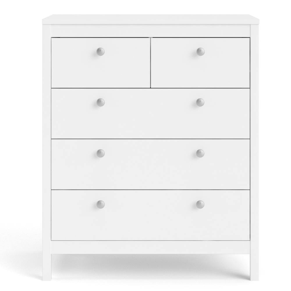 Angle. Tvilum - Madrid 5 Drawer Chest - White.