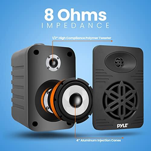 8 Ohms Impedance 1/2" High Compliance Polymer Tweeter Pyle 4" Aluminum Injection Cones
