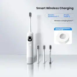 Cluzine - Smart Sonic Electric Toothbrush IPX7 Waterproof Sonic Vibration Teeth Cleaning Wireless Charging - White