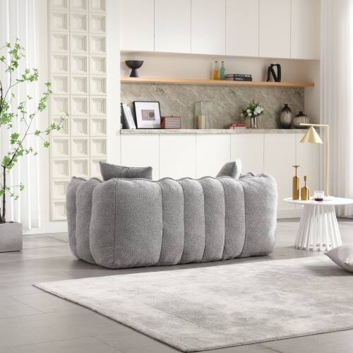 Left. GOODSILO - Premium Two-Person Square Recliner Sofa with High Resilience Foam Core for Ultimate Comfort and Relaxation - Grey.