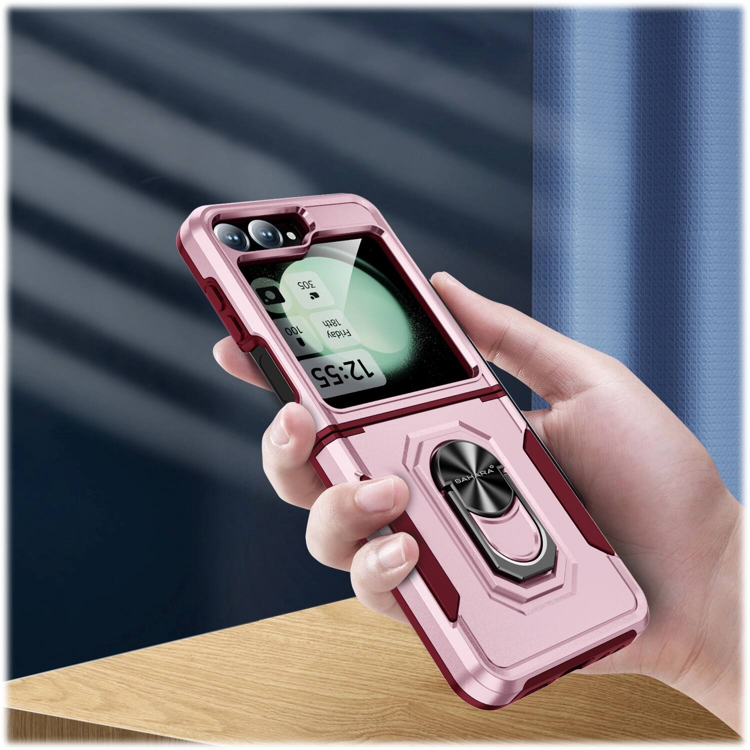 The text on the image reads: "305 18th 100 Friday 12:55 SAHARA".