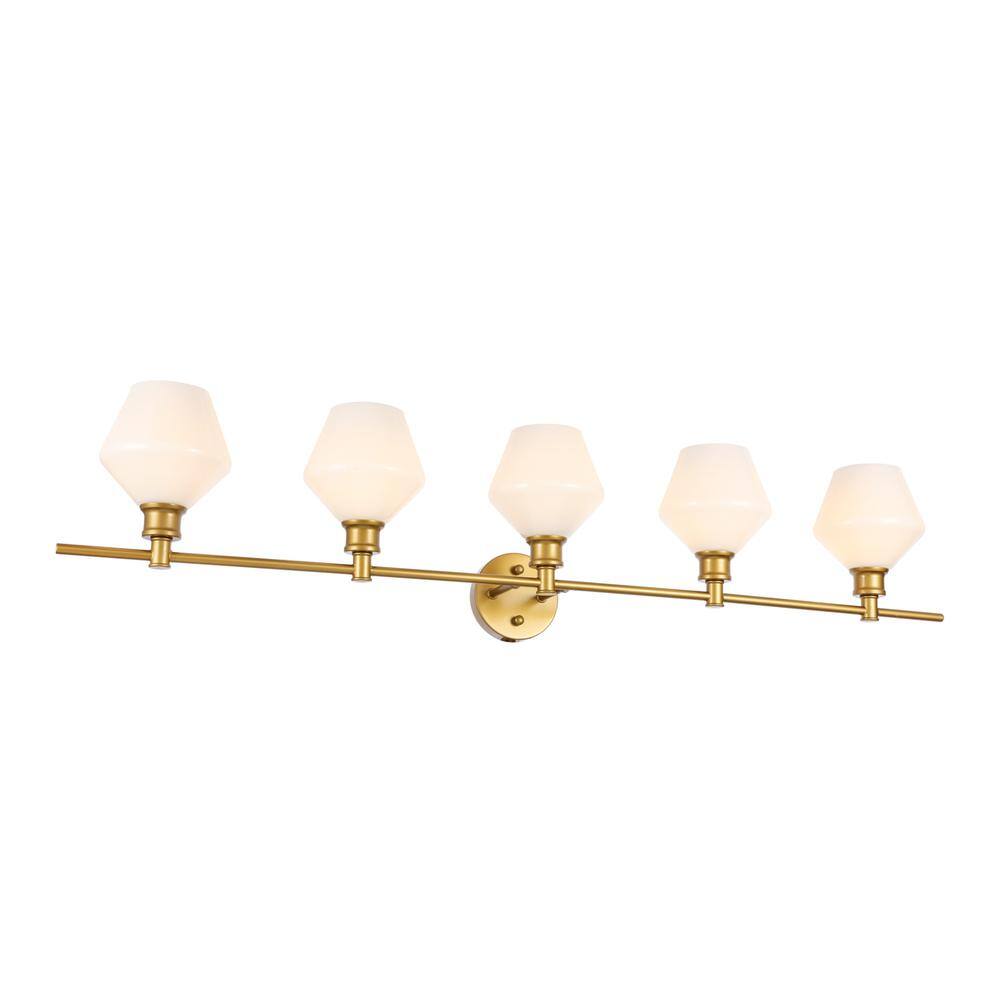 Alt View 8. Living District - Gene 5 light Brass and Frosted white glass Wall sconce - Brass And Frosted White Glass.