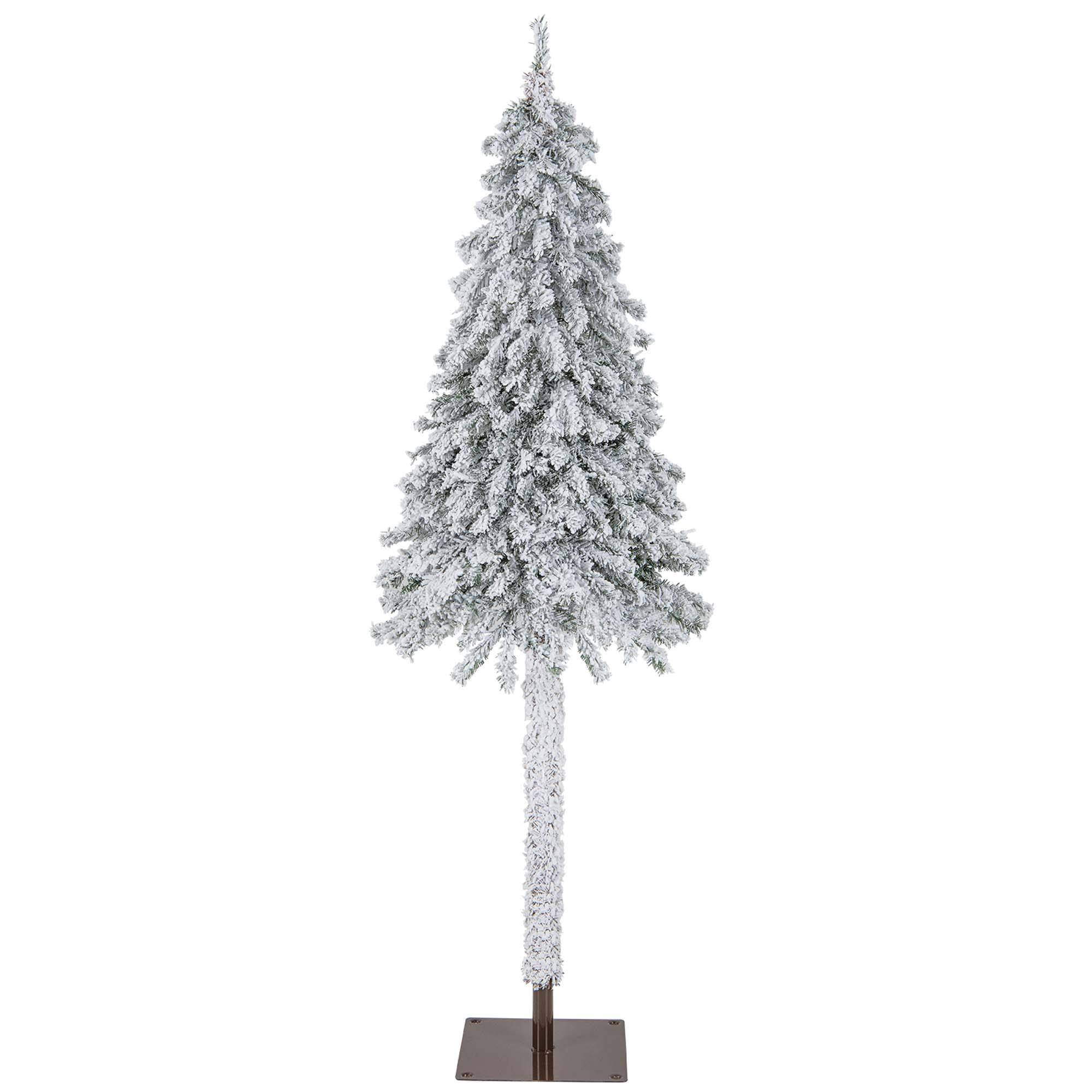 Alt View 19. Costway - 6 FT Pre-Lit Slim Pencil Christmas Tree Snow Flocked Xmas Décor with 175 Lights - Green/White.