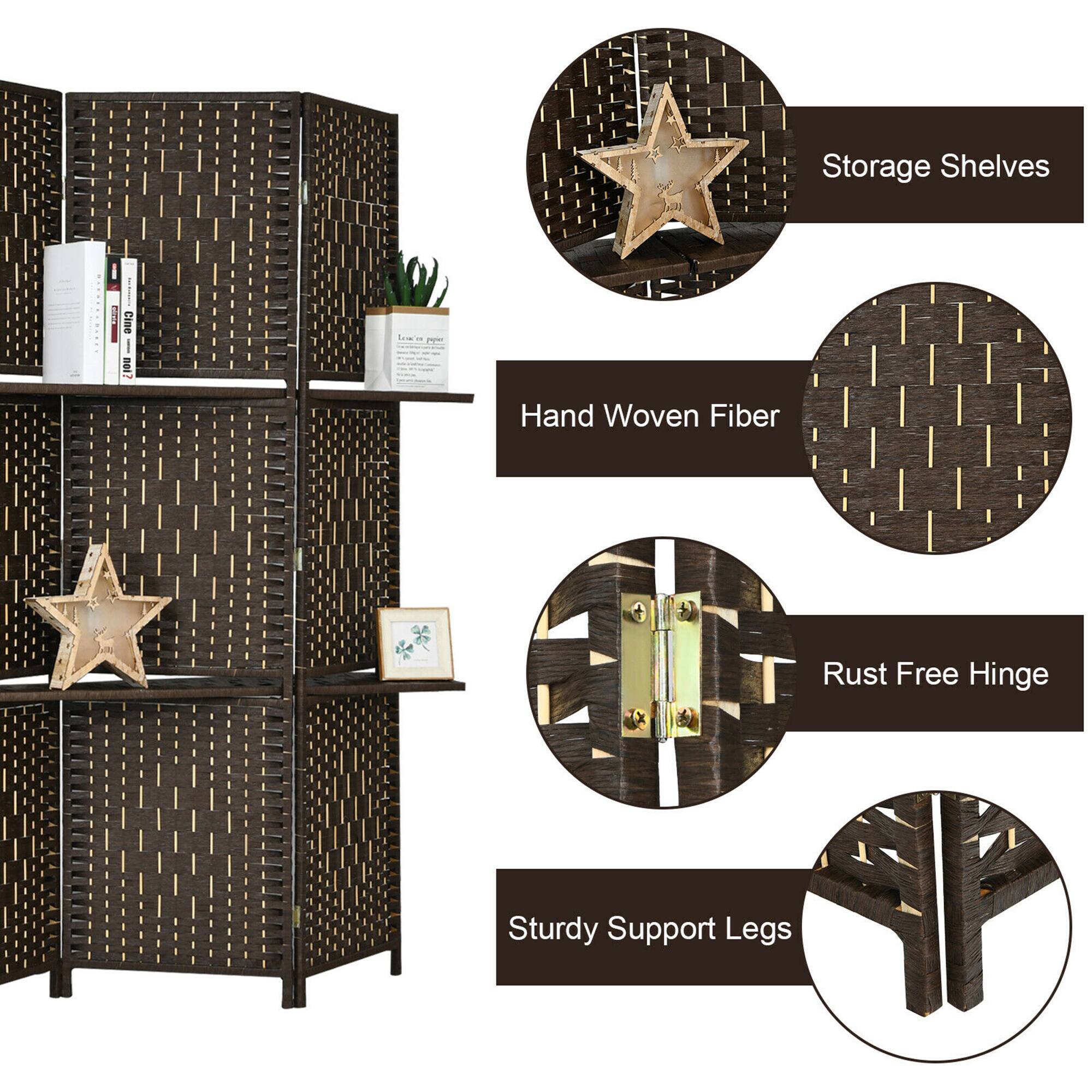 Storage Shelves  
Hand Woven Fiber  
Rust Free Hinge  
Sturdy Support Legs