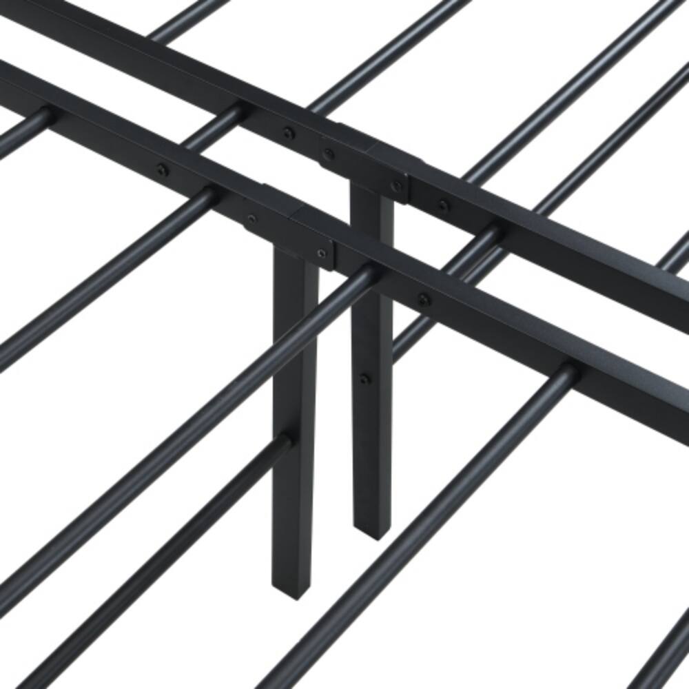 Alt View 2. LUCKY ONE - King Size Heavy Duty Metal Bed Frame, Reinforced Steel Slats, Noise-Free, No Box Spring Needed, Under-Bed Storage - Black.