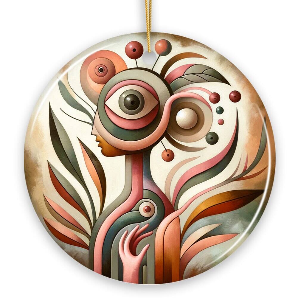 Front. OrnamentallyYou - Modern Abstract Art Ceramic Ornament Surrealism Painting Decor And Souvenir - Multi-colored.