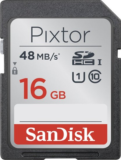 SanDisk - Pixtor 16GB SDHC UHS-I Class 10 Memory Card - Front Zoom