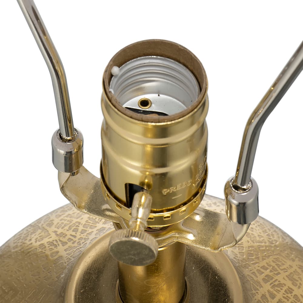 Alt View 6. Luckbyte - D18x31" Round Aluminum Gold Table Lamp White Fabric Shade Lamp Shade Assembly Required.