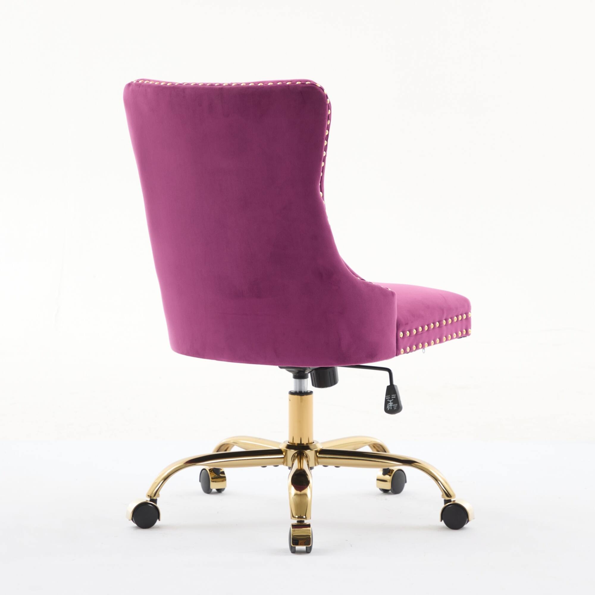 Alt View 2. GOODSILO - Modern Velvet Upholstered Office Chair with Tufted Button Design and Golden Metal Base for Home Workspace - Purple.
