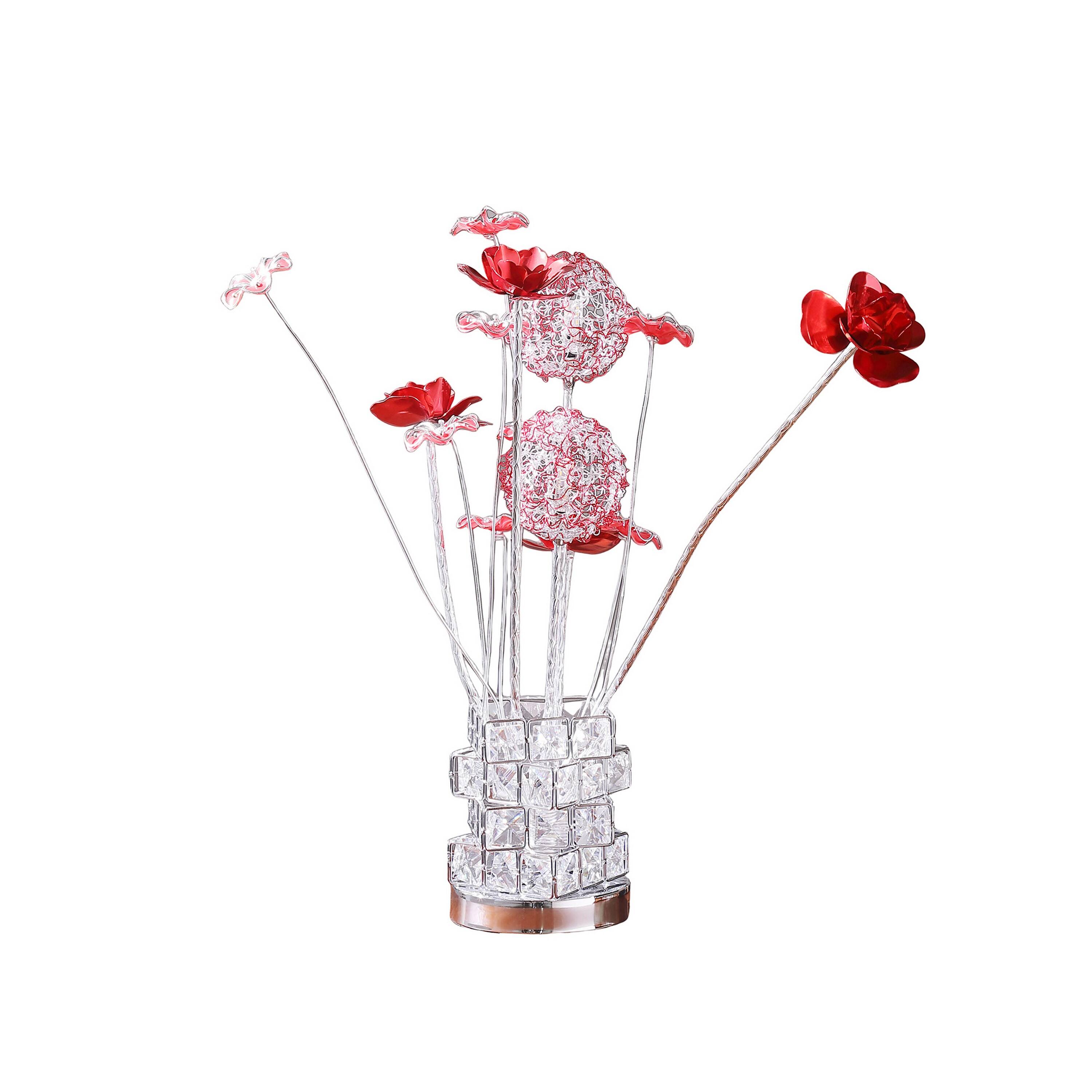 Manhattan Lane Accent Table Lamp, LED, Roses, Crystal Square Vase ...