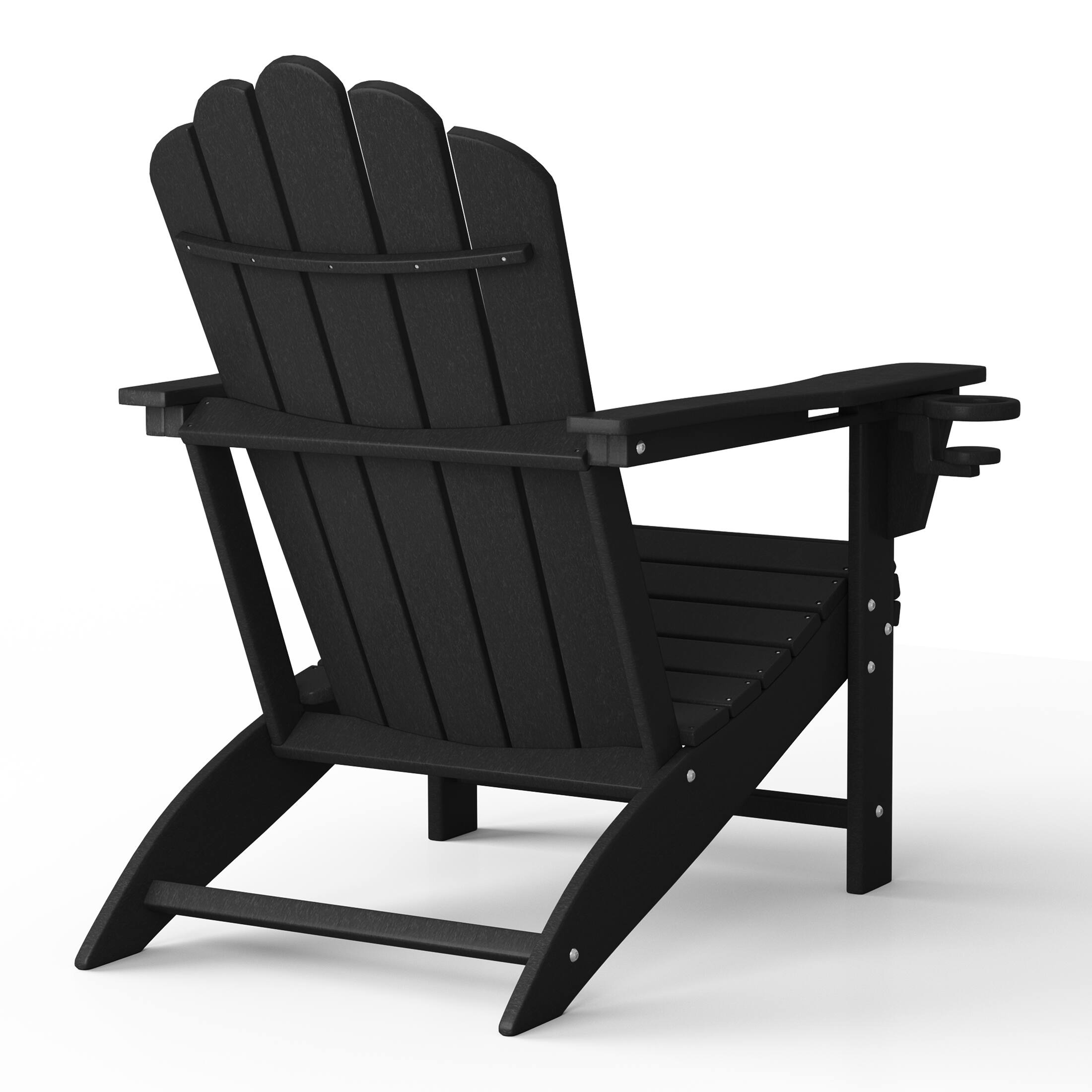 Alt View 1. WestinTrends - WestinTrends Highland Outdoor Patio HDPE Adirondack Chairs With Cup Holders (Set of 2) - Black.