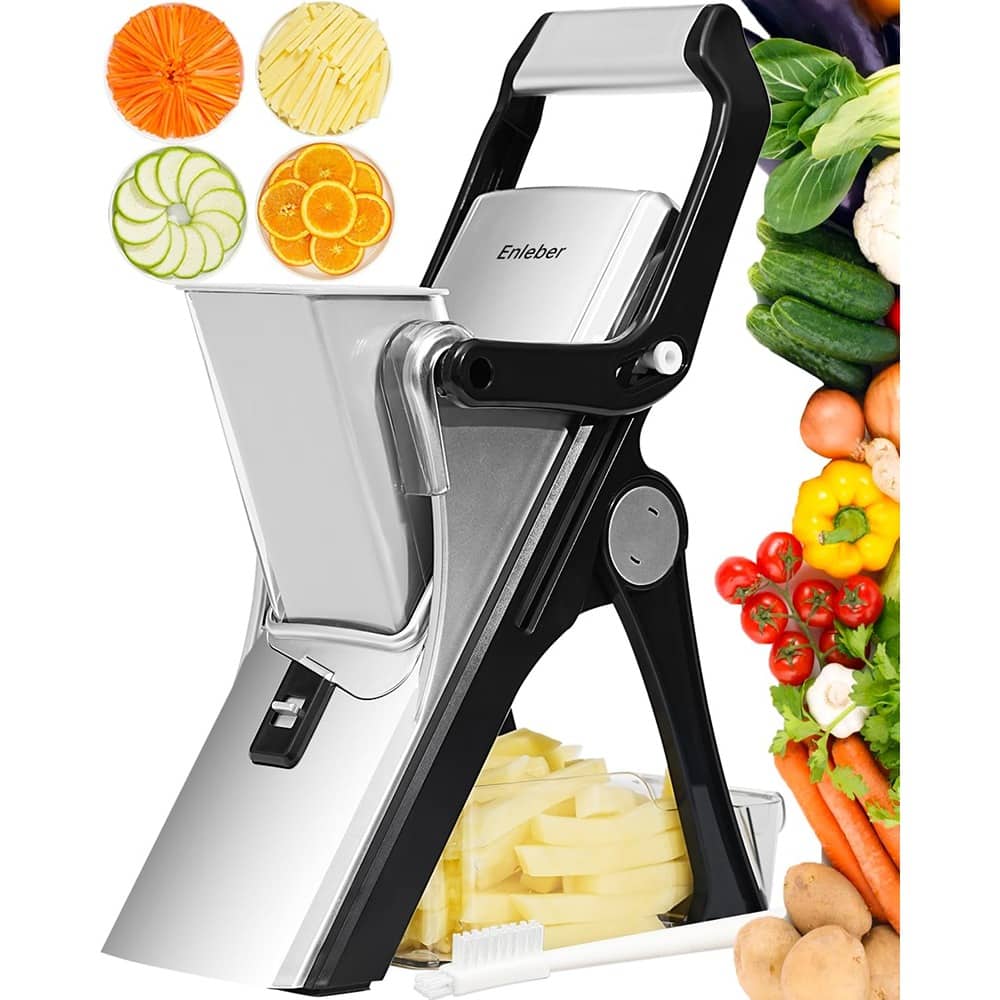 PARKER SLATER - 6-in-1 Mandoline Vegetable Chopper, Adjustable Potato and Veg Cutter with Container – - Black