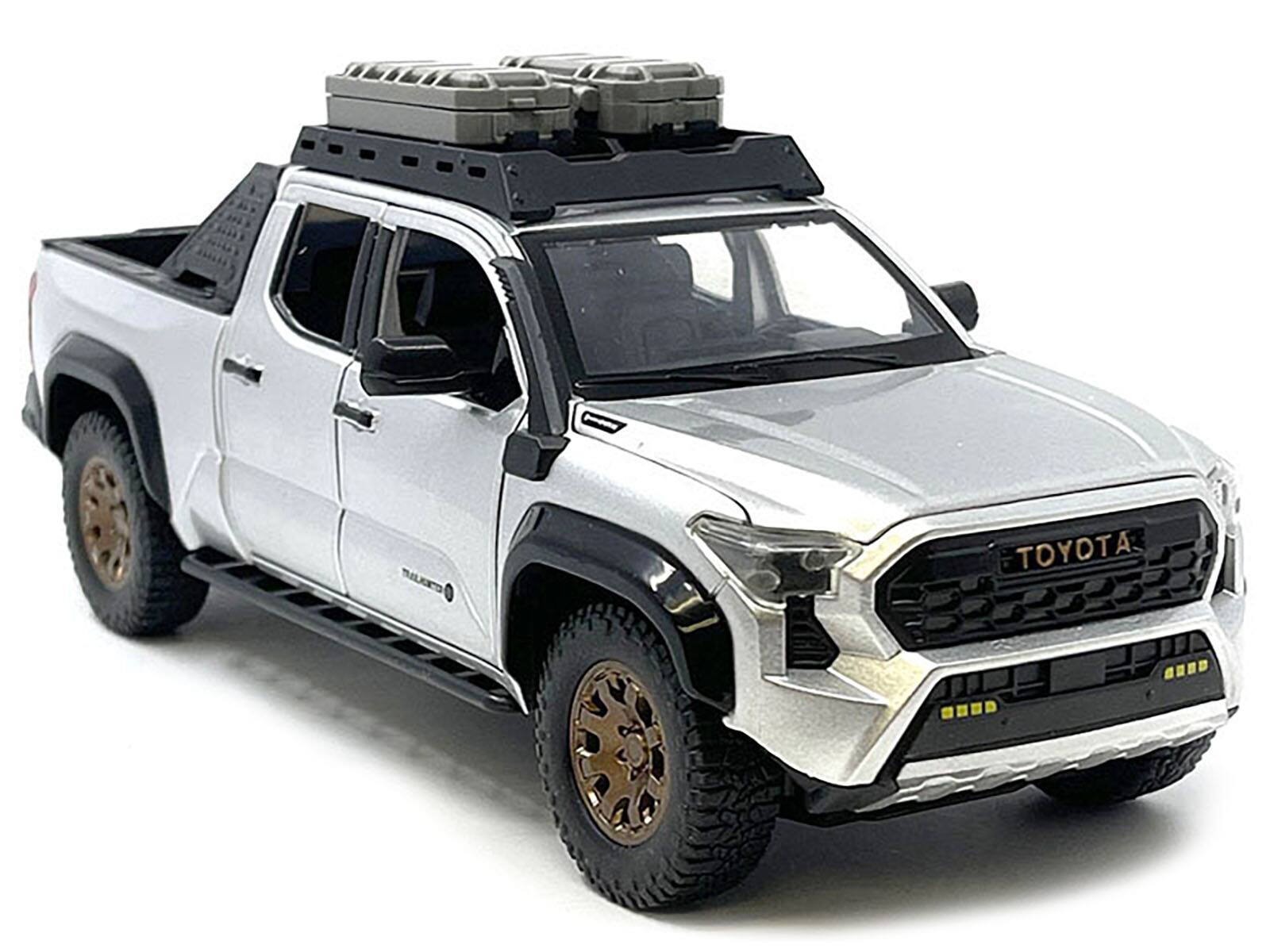 Alt View 2. Mijo Exclusives - 2024 Toyota Tacoma Trailhunter Edition Pickup Truck Silver Metallic 1/24 Diecast Model Car.