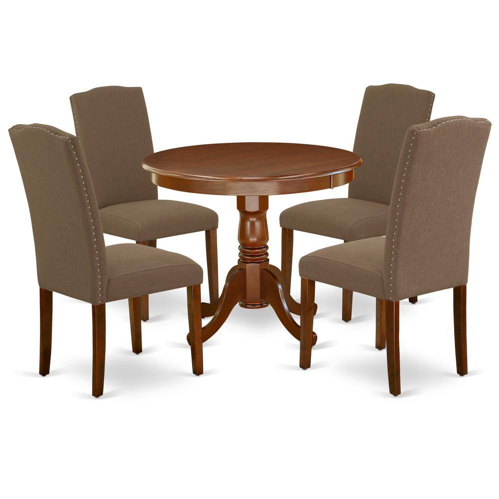 Back. East West Furniture - Dining Room Set Mahogany - Brown.