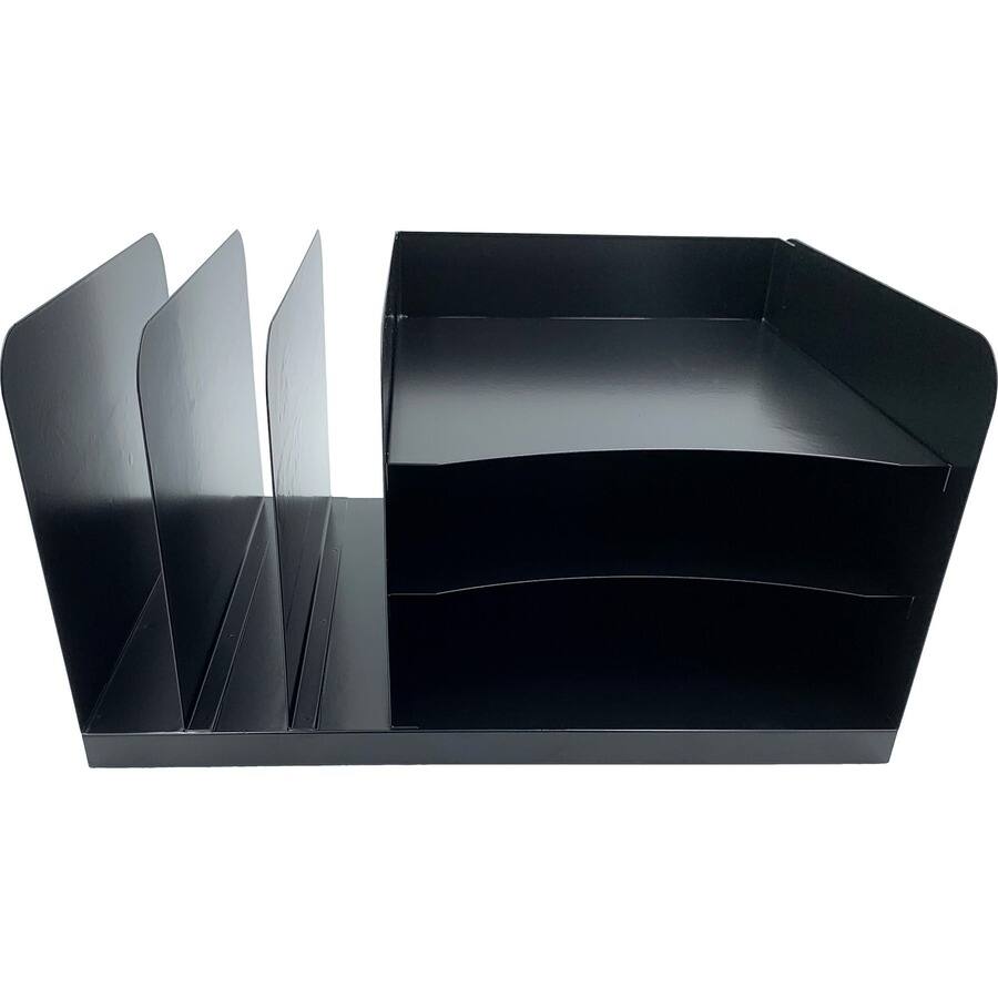 Left. Huron - Huron Combo Slots Desk Organizer 6 Compartment Horizontal/Vertical 8" x 15" x 11" Durable Black Steel - Black.