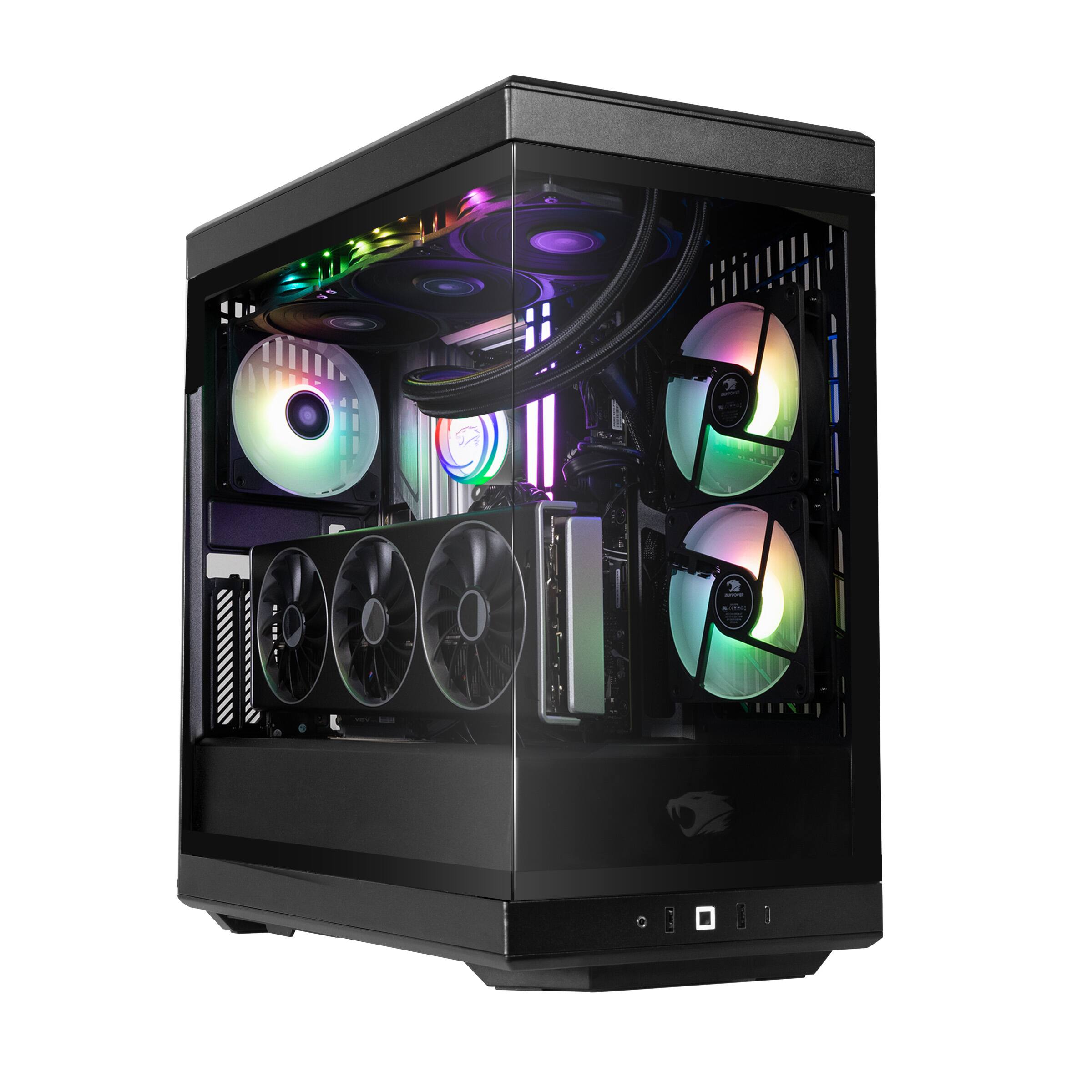 Alt View 3. iBUYPOWER - iBUYPOWER - Y40 PRO Black Gaming Desktop PC - AMD Ryzen 9 9900X, AMD Radeon RX 9070 16GB, 32GB DDR5 RGB,2TB SSD - Black.